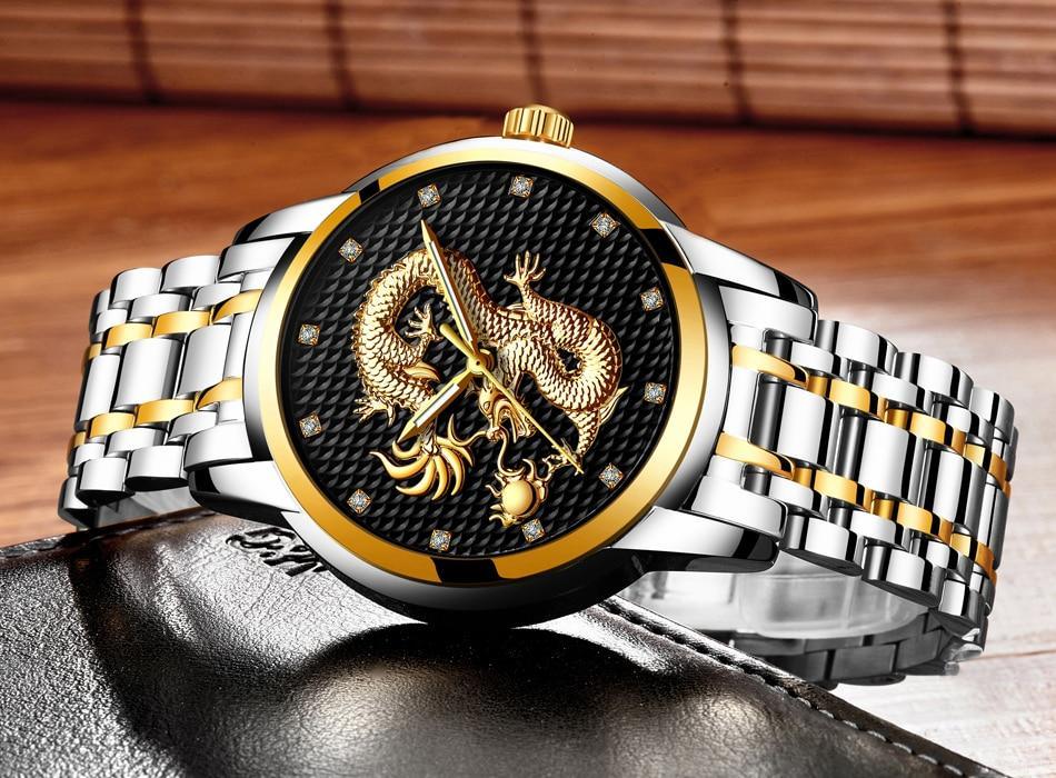Men's Waterproof Watch With 3D Dragon Design Excellent Look Perfect Gift For Your Man