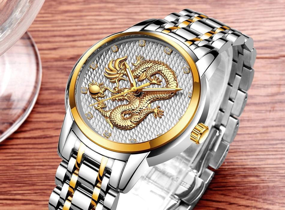 Men's Waterproof Watch With 3D Dragon Design Excellent Look Perfect Gift For Your Man
