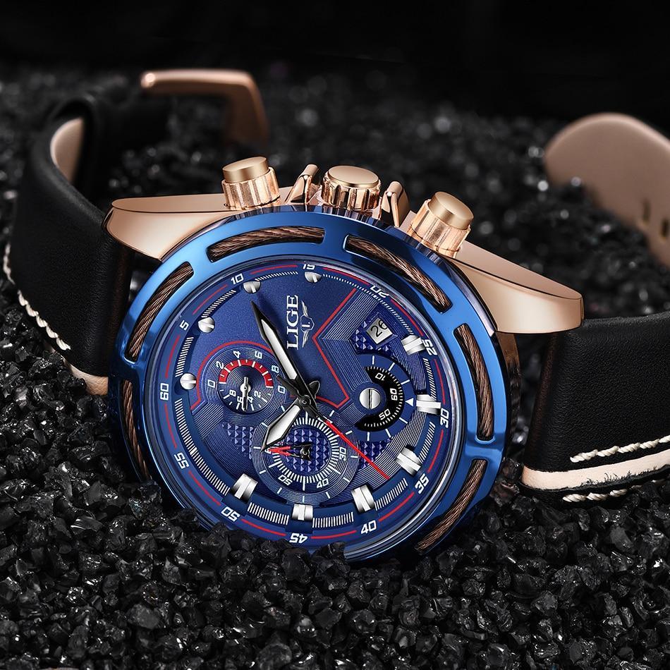 Waterproof Men's Sports Watch With Leather Transparent Belts, Chronometers Day View Perfect Gift