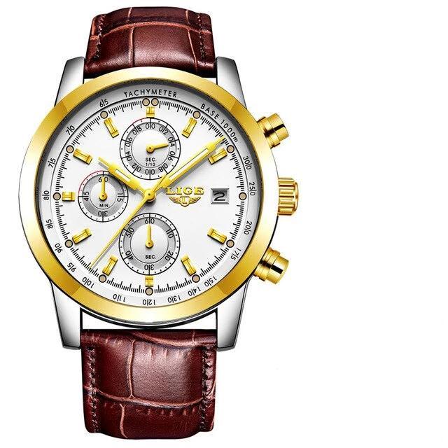 Men's Waterproof Watch With Chronometers Date Display And Fluorescent Pointers Excellent Look Perfect Gift