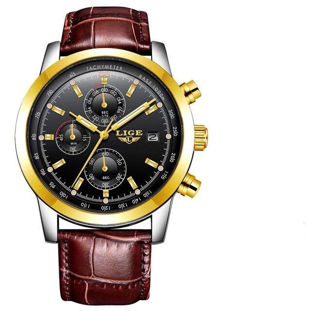 Men's Waterproof Watch With Chronometers Date Display And Fluorescent Pointers Excellent Look Perfect Gift