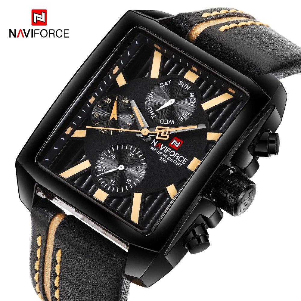 Men's Waterproof Watch With Leather Belt And Chronometers Retro Style Unique Shape Excellent Gift