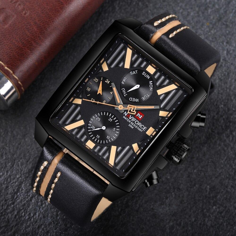Men's Waterproof Watch With Leather Belt And Chronometers Retro Style Unique Shape Excellent Gift