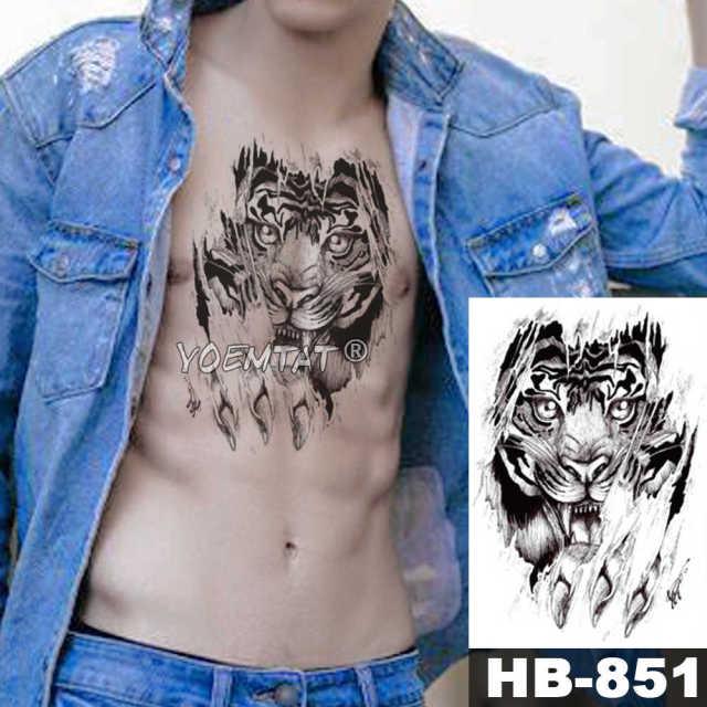 Realistic Temporary Lion Wolf Sticker Tattoo Waterproof Elegant Body Arm Warrior Tattoo For Mens