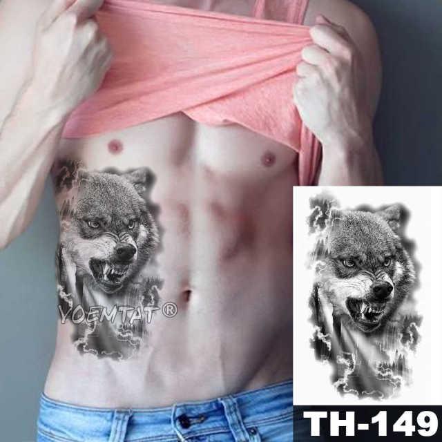 Realistic Temporary Lion Wolf Sticker Tattoo Waterproof Elegant Body Arm Warrior Tattoo For Mens