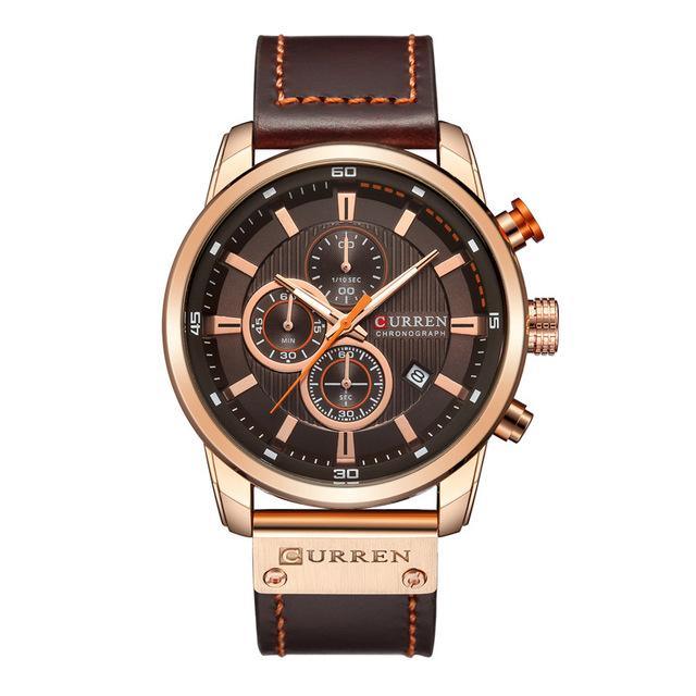 Men's Waterproof Elegant Sport Watch With Chronometers Day View, Leather Belts And Hardlex Scratch Resistant Glass Perfect Gift For Him