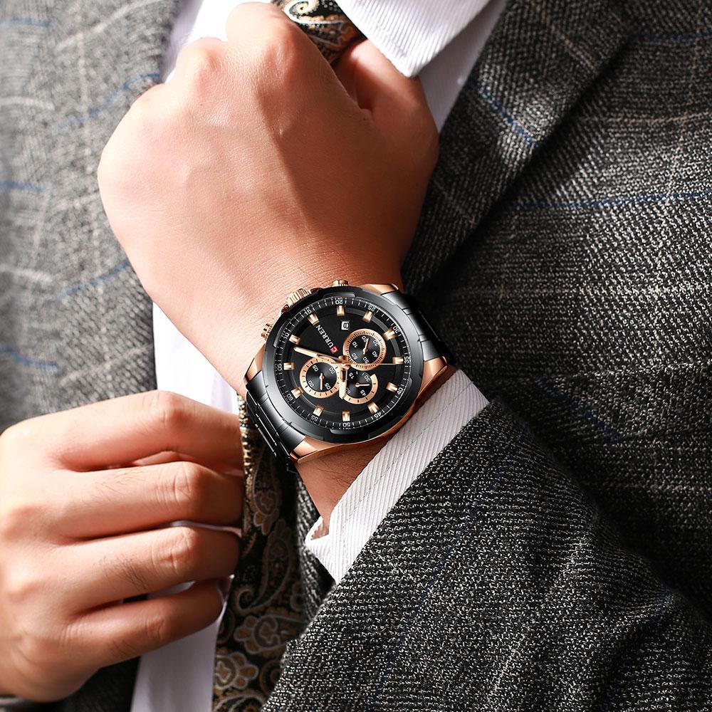Men's Water Resistant Watch With Chronometers Day View Unique Design Perfect Gift