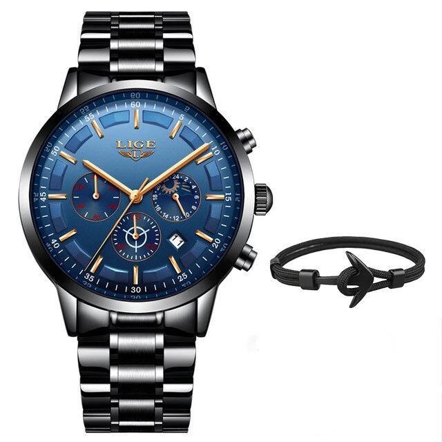 Men's Waterproof Watch With Chronometers And Date Display Unique Design Perfect Gift