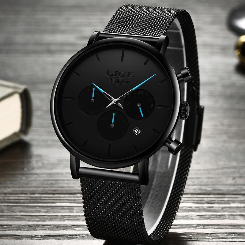Men's Elegant Waterproof Watch With Chronometers And Color Hands Unique Design Excellent Look