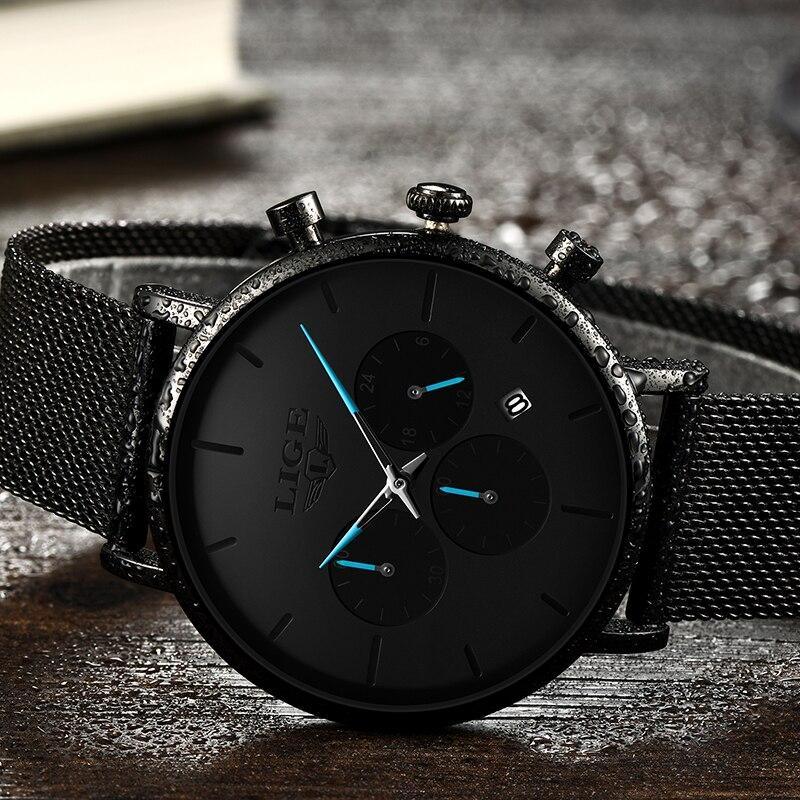Men's Elegant Waterproof Watch With Chronometers And Color Hands Unique Design Excellent Look