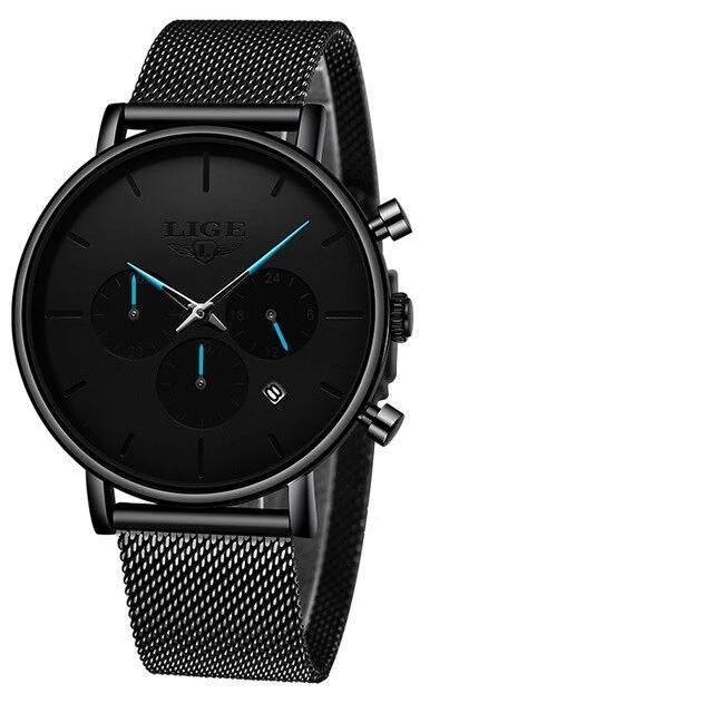 Men's Elegant Waterproof Watch With Chronometers And Color Hands Unique Design Excellent Look