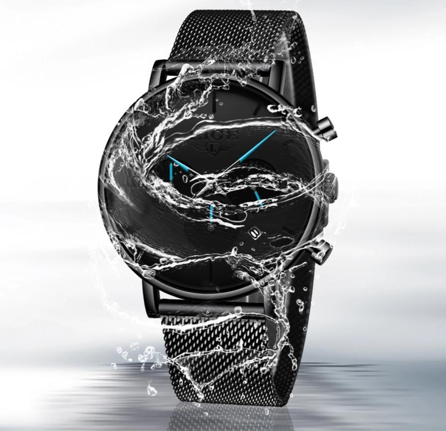Men's Elegant Waterproof Watch With Chronometers And Color Hands Unique Design Excellent Look