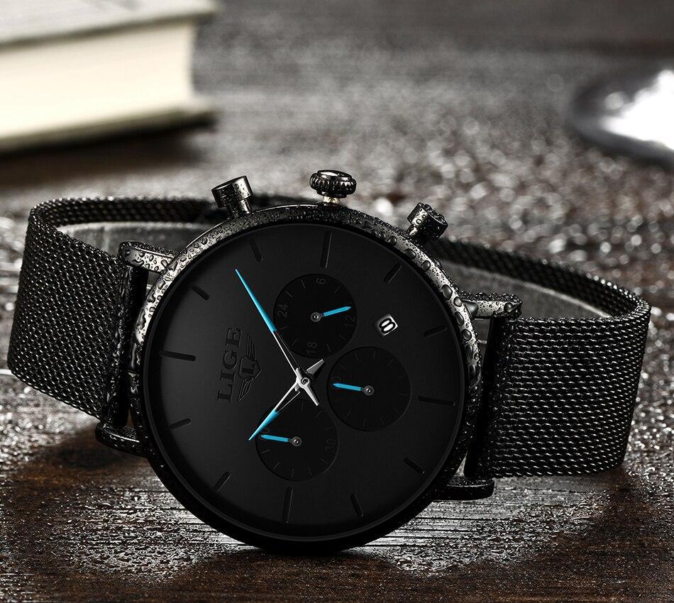Men's Elegant Waterproof Watch With Chronometers And Color Hands Unique Design Excellent Look