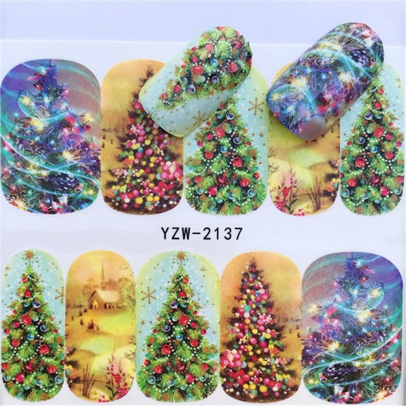 New Christmas Water Decal Nail Art Nail sticker New Year Slider Tattoo Full Cover Santa Claus Snowman Designs Xmas Decals 3D Wave Design Decoration for Women Girls Tape Nail Art Stickers Decal Decoration Nail Art Accessories Decoration Decal
