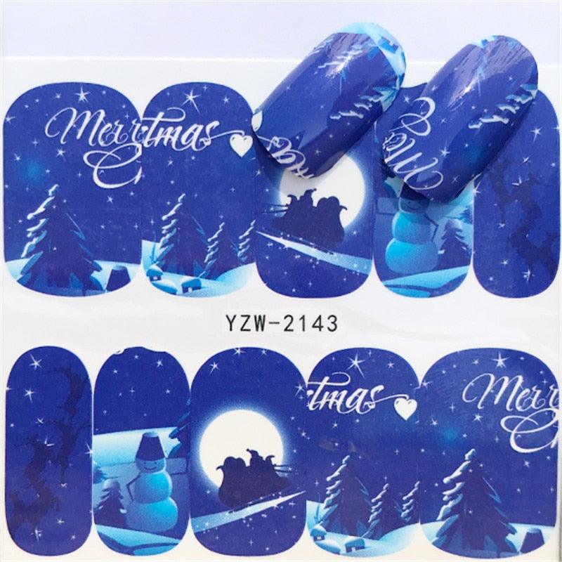 New Christmas Water Decal Nail Art Nail sticker New Year Slider Tattoo Full Cover Santa Claus Snowman Designs Xmas Decals 3D Wave Design Decoration for Women Girls Tape Nail Art Stickers Decal Decoration Nail Art Accessories Decoration Decal