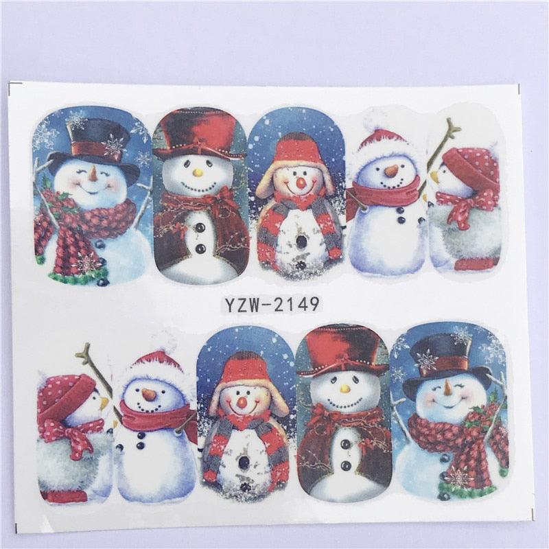 New Christmas Water Decal Nail Art Nail sticker New Year Slider Tattoo Full Cover Santa Claus Snowman Designs Xmas Decals 3D Wave Design Decoration for Women Girls Tape Nail Art Stickers Decal Decoration Nail Art Accessories Decoration Decal