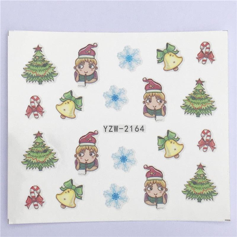 New Christmas Water Decal Nail Art Nail sticker New Year Slider Tattoo Full Cover Santa Claus Snowman Designs Xmas Decals 3D Wave Design Decoration for Women Girls Tape Nail Art Stickers Decal Decoration Nail Art Accessories Decoration Decal