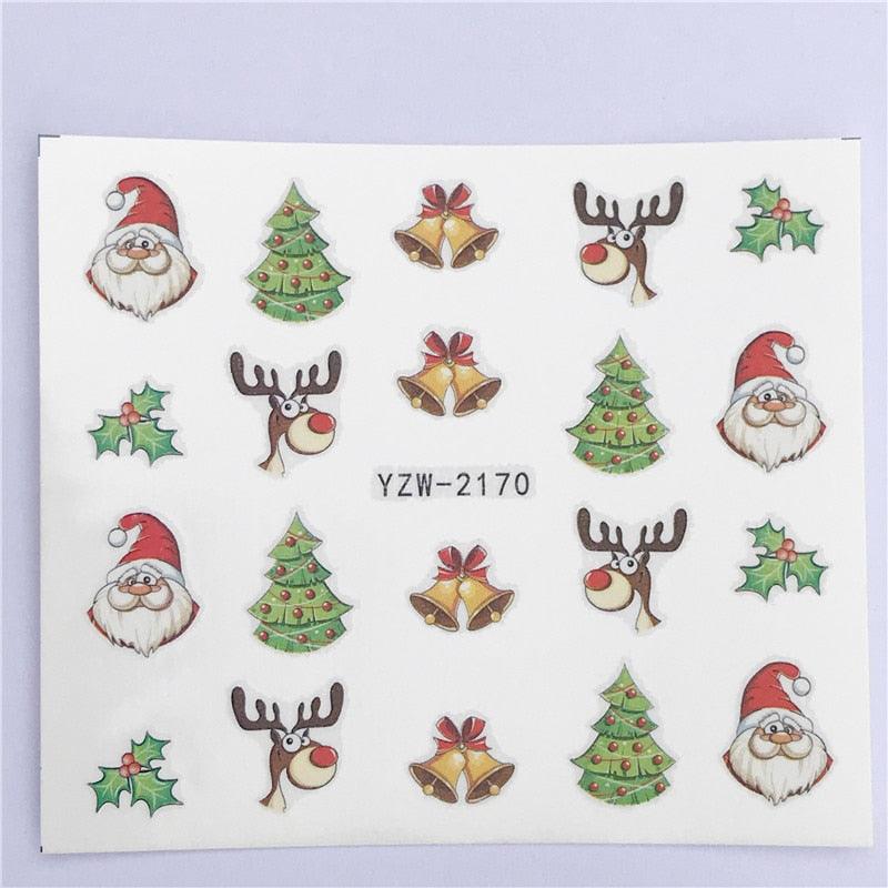 New Christmas Water Decal Nail Art Nail sticker New Year Slider Tattoo Full Cover Santa Claus Snowman Designs Xmas Decals 3D Wave Design Decoration for Women Girls Tape Nail Art Stickers Decal Decoration Nail Art Accessories Decoration Decal