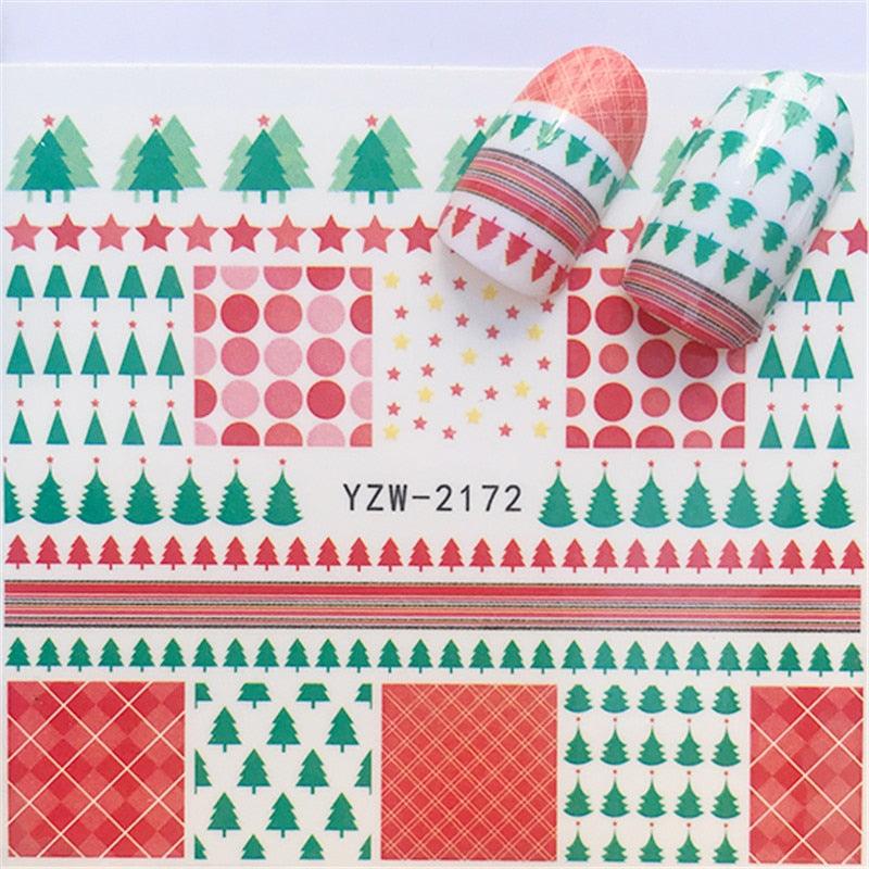 New Christmas Water Decal Nail Art Nail sticker New Year Slider Tattoo Full Cover Santa Claus Snowman Designs Xmas Decals 3D Wave Design Decoration for Women Girls Tape Nail Art Stickers Decal Decoration Nail Art Accessories Decoration Decal