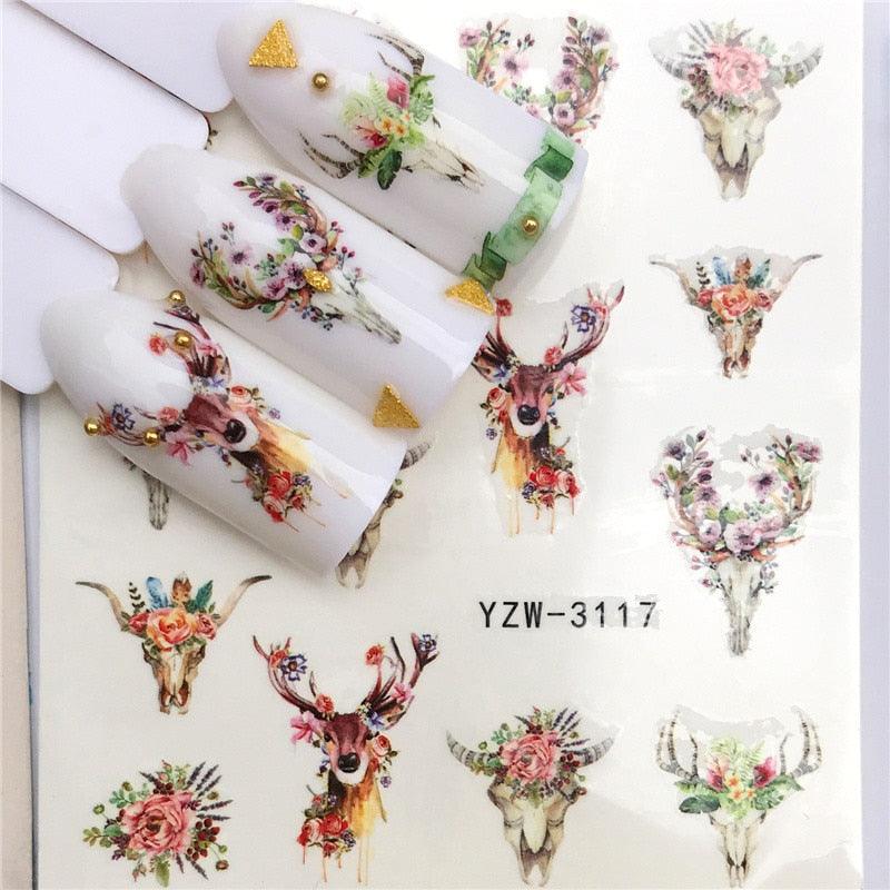New Christmas Water Decal Nail Art Nail sticker New Year Slider Tattoo Full Cover Santa Claus Snowman Designs Xmas Decals 3D Wave Design Decoration for Women Girls Tape Nail Art Stickers Decal Decoration Nail Art Accessories Decoration Decal