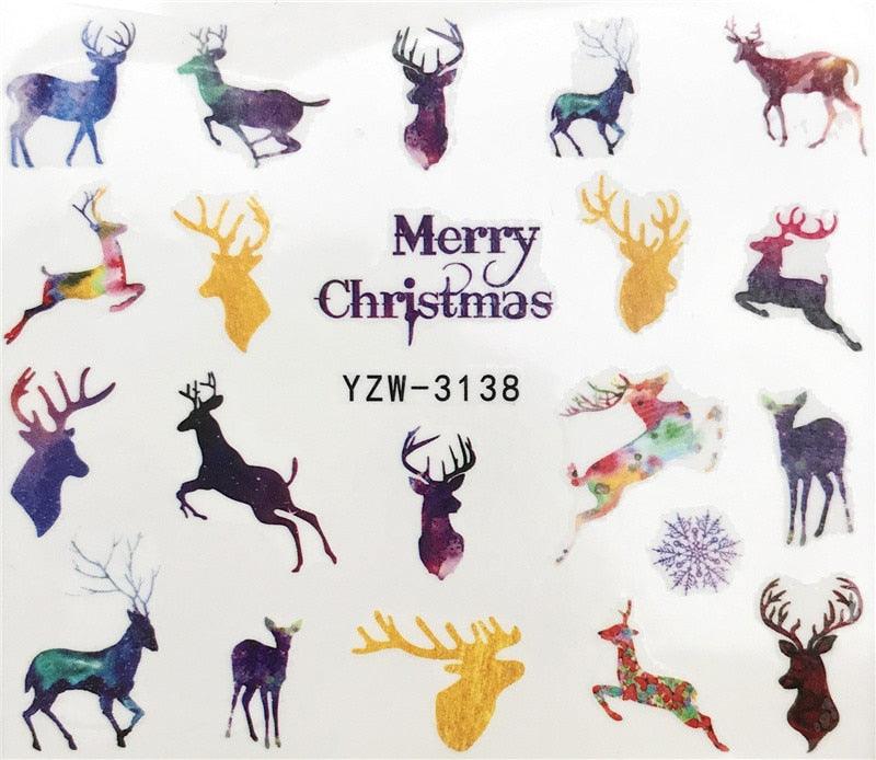 New Christmas Water Decal Nail Art Nail sticker New Year Slider Tattoo Full Cover Santa Claus Snowman Designs Xmas Decals 3D Wave Design Decoration for Women Girls Tape Nail Art Stickers Decal Decoration Nail Art Accessories Decoration Decal
