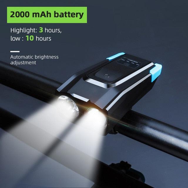4000mAh Bicycle Front Light Set USB Rechargeable Smart Headlight With Horn 800 Lumen LED Bicycle Light Set USB Rechargeable Super Bright Bike Headlight