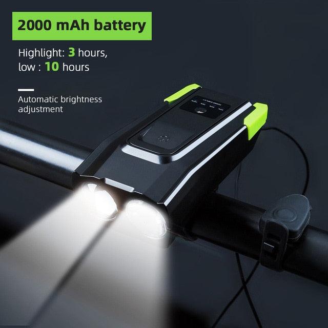 4000mAh Bicycle Front Light Set USB Rechargeable Smart Headlight With Horn 800 Lumen LED Bicycle Light Set USB Rechargeable Super Bright Bike Headlight