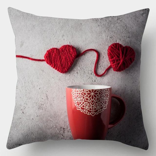 Valentines Day Red Heart And Flowers Pillow Cover Decorative Cushion Case Home Decor Sofa Couch Bedroom Car Flower Pillow Covers Love Pillow Covers Decorative Linen Square Throw Pillow Covers Couple Cushion Cases Home Decor for Sofa Bedroom Car 45x45cm