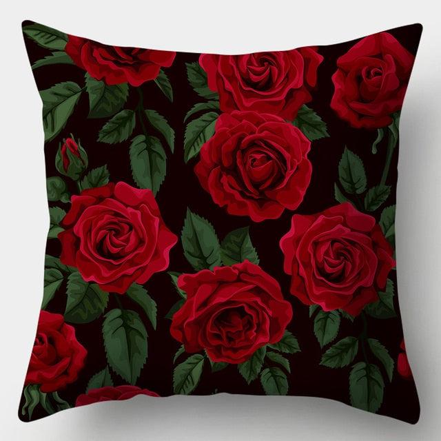 Valentines Day Red Heart And Flowers Pillow Cover Decorative Cushion Case Home Decor Sofa Couch Bedroom Car Flower Pillow Covers Love Pillow Covers Decorative Linen Square Throw Pillow Covers Couple Cushion Cases Home Decor for Sofa Bedroom Car 45x45cm