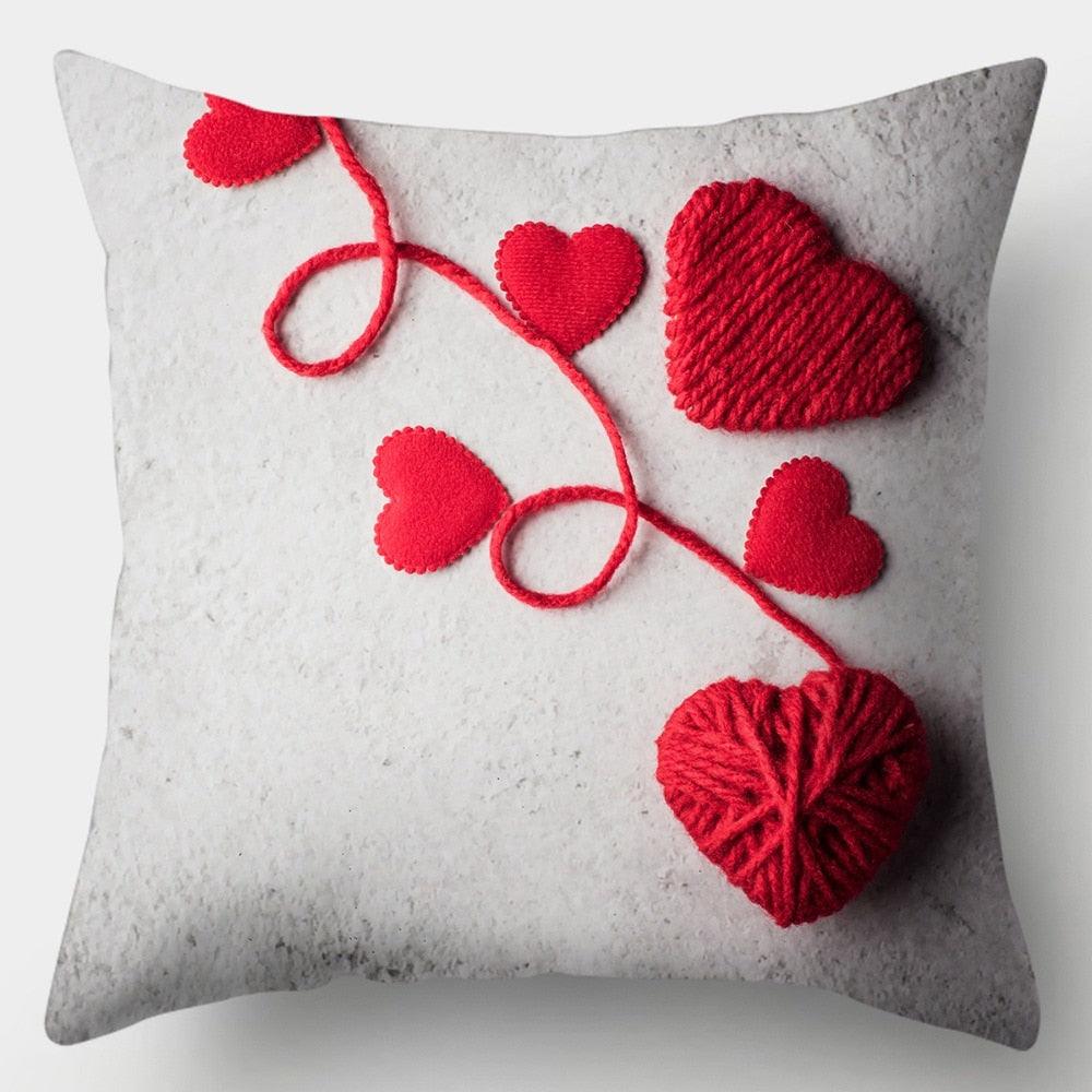Valentines Day Red Heart And Flowers Pillow Cover Decorative Cushion Case Home Decor Sofa Couch Bedroom Car Flower Pillow Covers Love Pillow Covers Decorative Linen Square Throw Pillow Covers Couple Cushion Cases Home Decor for Sofa Bedroom Car 45x45cm