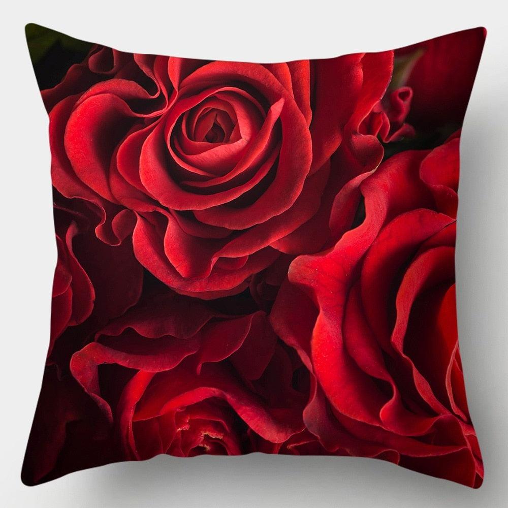 Valentines Day Red Heart And Flowers Pillow Cover Decorative Cushion Case Home Decor Sofa Couch Bedroom Car Flower Pillow Covers Love Pillow Covers Decorative Linen Square Throw Pillow Covers Couple Cushion Cases Home Decor for Sofa Bedroom Car 45x45cm