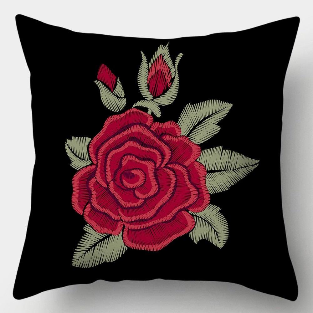 Valentines Day Red Heart And Flowers Pillow Cover Decorative Cushion Case Home Decor Sofa Couch Bedroom Car Flower Pillow Covers Love Pillow Covers Decorative Linen Square Throw Pillow Covers Couple Cushion Cases Home Decor for Sofa Bedroom Car 45x45cm
