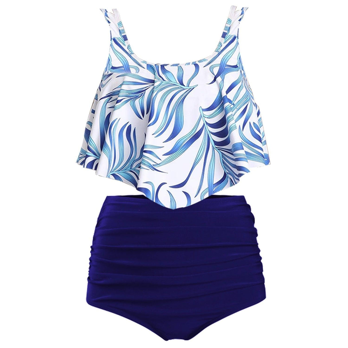 Women High Waist Bikini Plus Size Swimwear Summer Swimsuit Beach Bathing Suit Ruffle Bikini Floral Printed Ruffle High Waist Bikini Set Women's Tummy Control Bathing Suit Swimsuit Flounce Peplum