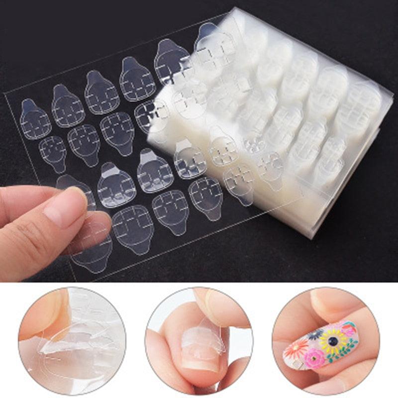 Double Sided False Nail Art Adhesive Tape Glue Sticker Tips Fake Nail Acrylic Manicure Gel Makeup Tool Self Adhesive Nail Glue Sticker for False Nail Tips Waterproof Breathable Jelly Gel Nail Tape Glue Stickers for False Nails Tips