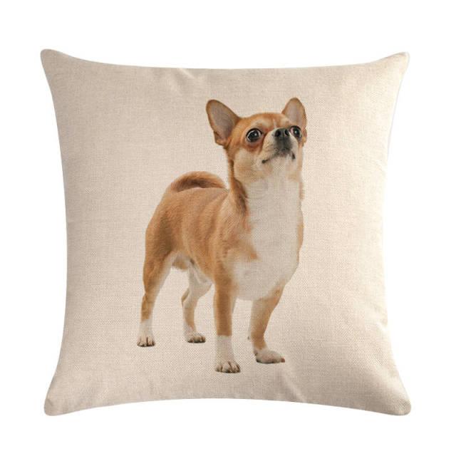 Pet Dog Elegant Design Linen Cotton Throw Pillow Covers Dog Pattern Cotton Throw Pillow Covers Car Sofa Cushion Cover Pillowcases Couch Cushion Cover Home Sofa Bed Decorative Pillows