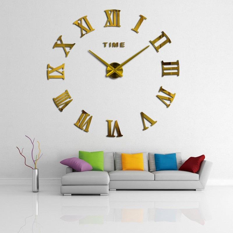Wall Clock Promotion New Home Decor Large Roman Mirror 3D Wall Clock Mirror Surface Decorative Clock Large Wall Sticker Clock for Living Room Bedroom Office Home Decorations Fashion Modern Quartz Clocks Living Room Sticker Watch