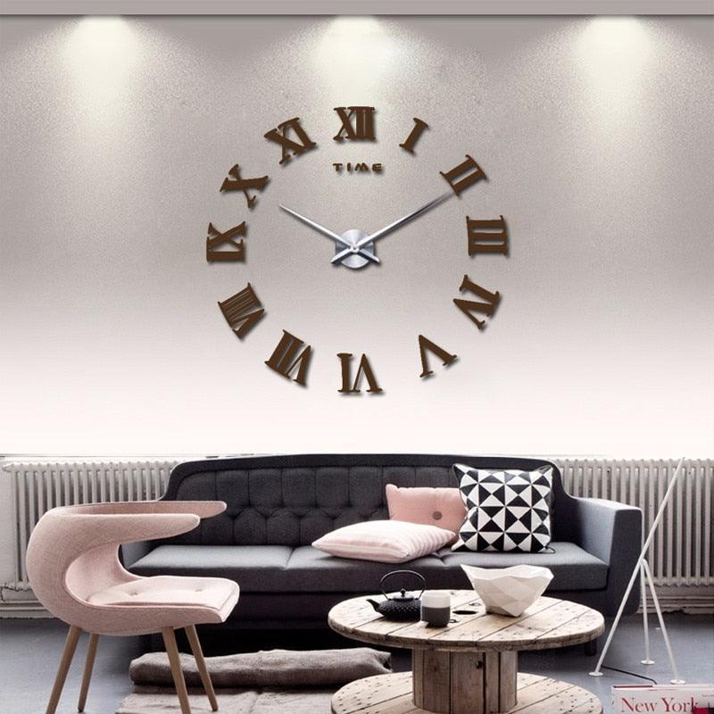 Wall Clock Promotion New Home Decor Large Roman Mirror 3D Wall Clock Mirror Surface Decorative Clock Large Wall Sticker Clock for Living Room Bedroom Office Home Decorations Fashion Modern Quartz Clocks Living Room Sticker Watch