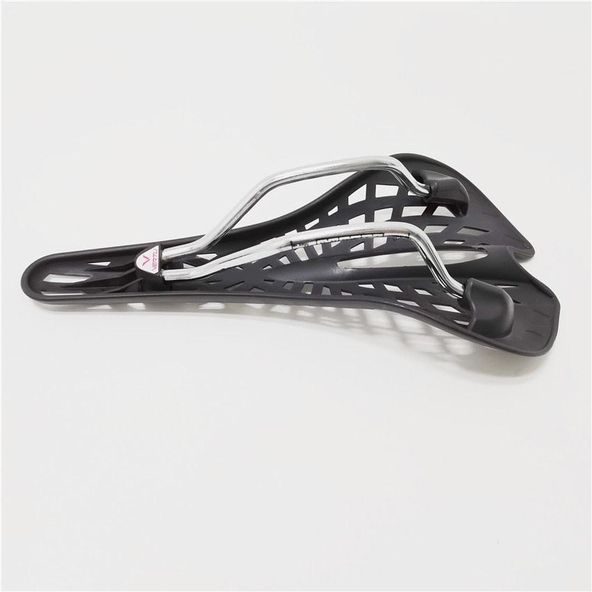 Mountain Super Light Plastic Bicycle Saddle Bike Saddle Seat PVC Cushion Hollow Seat Saddle Ultra Light Cycling Bicycle Seat Saddle Hollow Ergonomic Shock Absorption Water Resistant Protection