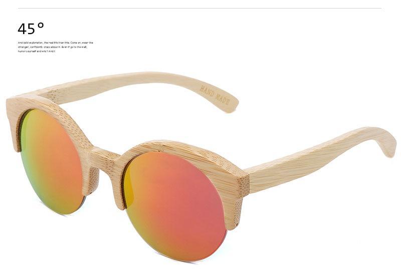 Elegant Wooden Design Classic Sunglasses Design Stylish Popular Wooden Sunglasses For Men & Women Round Bamboo Glasses Mirror Sun Glasses Retro Glasses