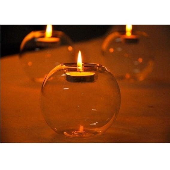 Round Hollow Glass Candle Tea light Holder Candlestick Home Decorations for Dinner Table Wedding Candle Holder Wedding Candlestick Fine Transparent Crystal Glass Candlestick Dining Home Decor