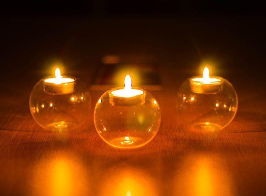 Round Hollow Glass Candle Tea light Holder Candlestick Home Decorations for Dinner Table Wedding Candle Holder Wedding Candlestick Fine Transparent Crystal Glass Candlestick Dining Home Decor