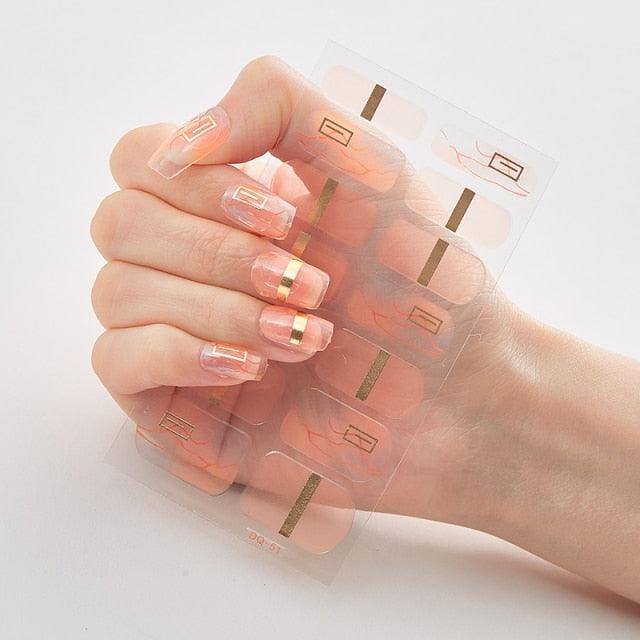 Full Cover Nail Stickers Designer Nail Decals Fashion Five Sorts of Nail Stickers Nail Sticker set Nail Decoration Nail Strips 3D Nail Art Stickers Decal Slider Template Diy Nail Tool Decorations Nail Art Design Self Adhesive Luxury Designer Nail Sticker