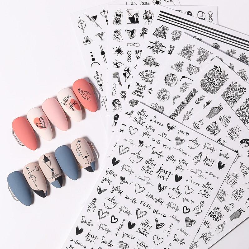 Alphabet Love Shaped Pattern 3D Nail Stickers Slider Valentine Day Decals Foil For Love Nail Art Decoration Pop Art Nail Stickers Sexy Girl Designs Comics Water Transfer Decals Manicure Lips Nail Art Decorations Slider Nail Art Stickers