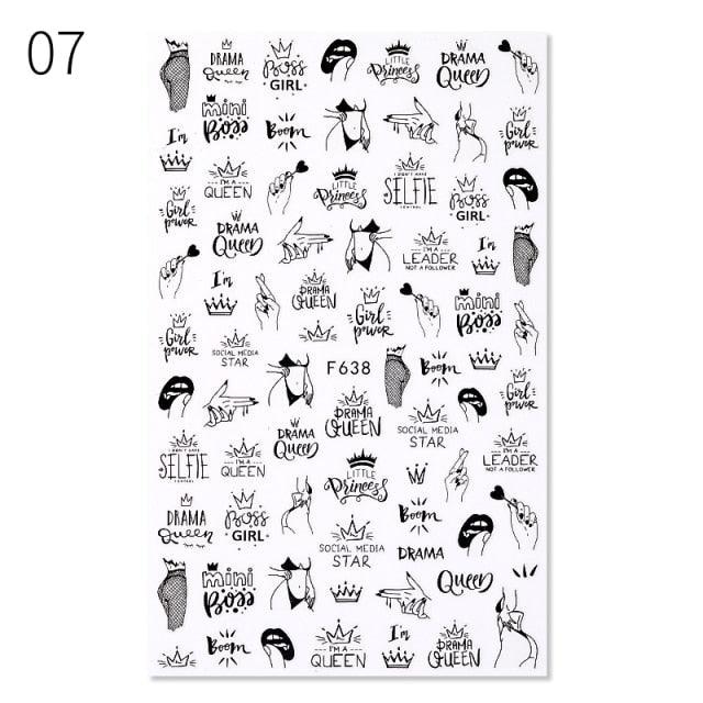 Alphabet Love Shaped Pattern 3D Nail Stickers Slider Valentine Day Decals Foil For Love Nail Art Decoration Pop Art Nail Stickers Sexy Girl Designs Comics Water Transfer Decals Manicure Lips Nail Art Decorations Slider Nail Art Stickers