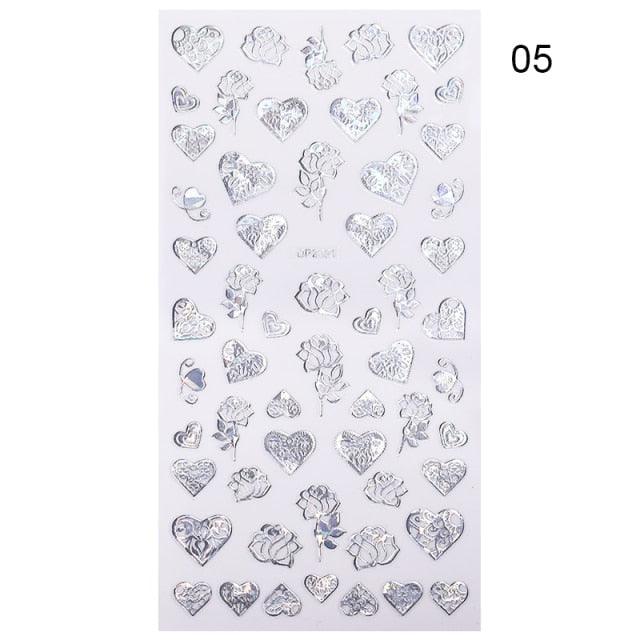 Alphabet Love Shaped Pattern 3D Nail Stickers Slider Valentine Day Decals Foil For Love Nail Art Decoration Pop Art Nail Stickers Sexy Girl Designs Comics Water Transfer Decals Manicure Lips Nail Art Decorations Slider Nail Art Stickers