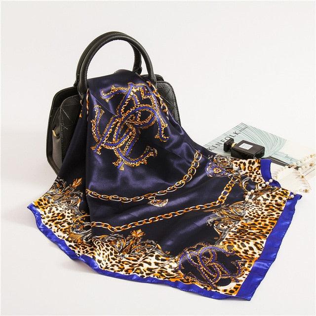 Luxury Long Soft Square Silk Scarves Lightweight Elegant Satin Silk Soft Head Wrap Escharpe Hijab Scarf Muslim Female Silky Shawls Wrap Hair Head Scarves Bandanna For Women 90*90cm