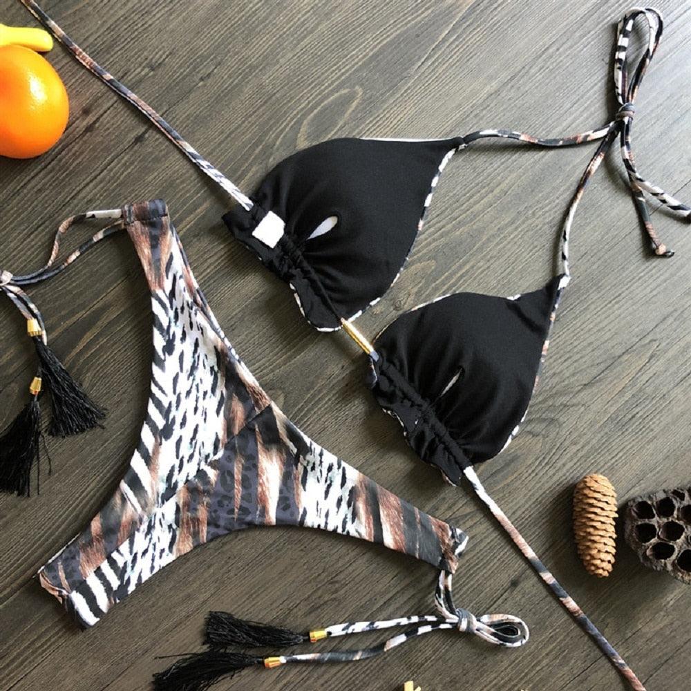 Popular Women's Beachwear Bikini Set Swimwear Push-Up Padded Swimsuit Floral Bikini Set Low Rise Ruffled Two Pieces Swimsuit Push Up Bathing Suit Swimwear