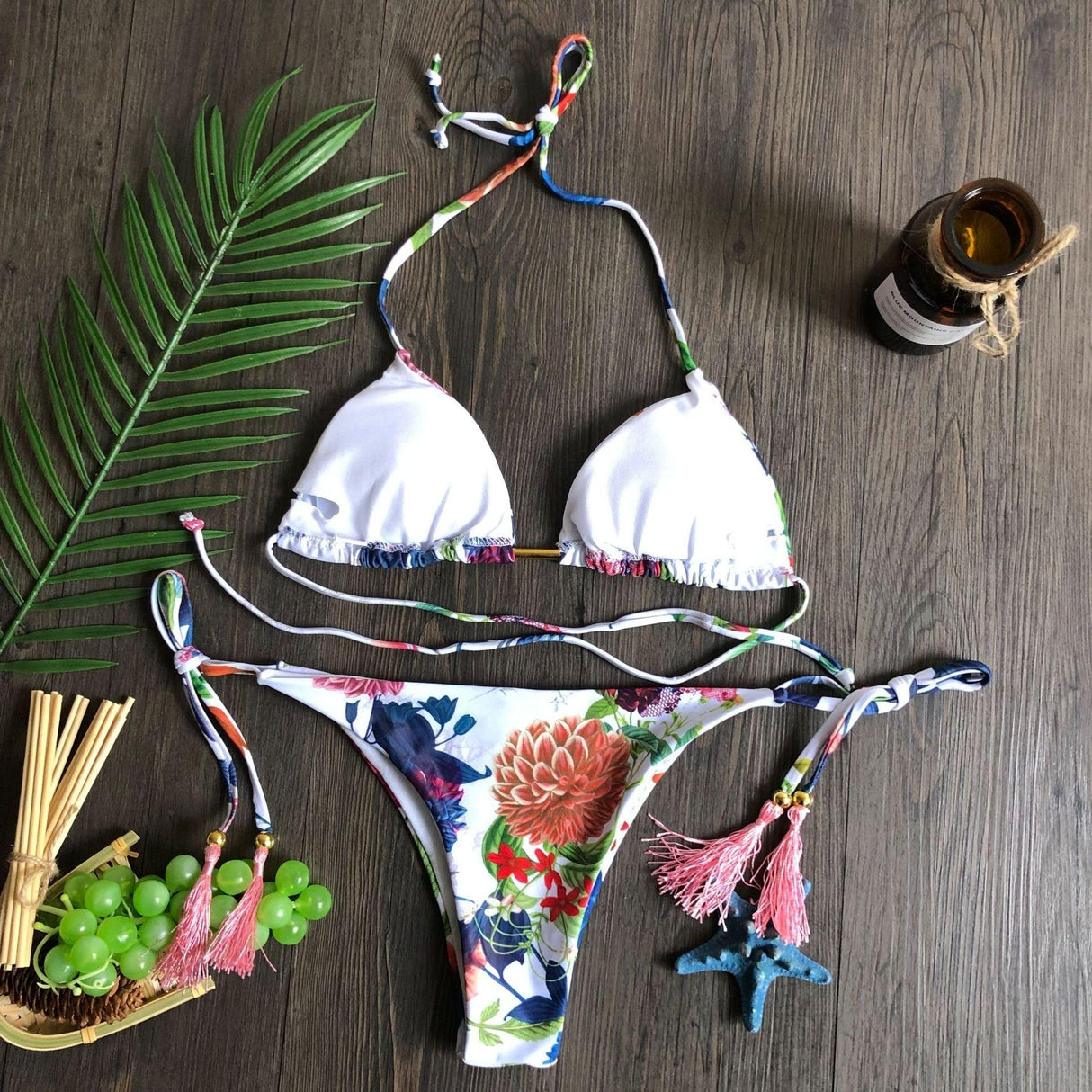Popular Women's Beachwear Bikini Set Swimwear Push-Up Padded Swimsuit Floral Bikini Set Low Rise Ruffled Two Pieces Swimsuit Push Up Bathing Suit Swimwear