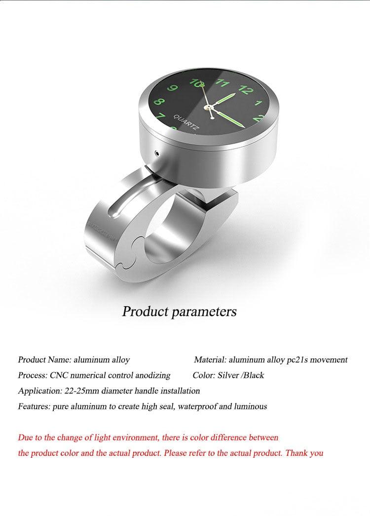 7/8" Universal Motorcycle Handlebar Watch Bike Hand Grip Bar Mount Dial Clock Motorcycle Handlebar Watch Mount Clock Glow Mount Clock Dial Watch Fit Waterproof For Scooter Bicycle Motor ATV
