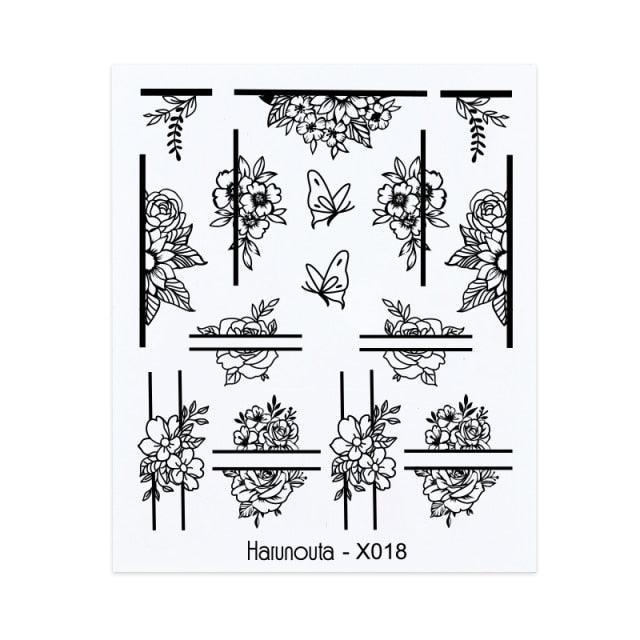 Embossed Nails Sticker 3D Flower Leaves Slider Water Transfer Nail Decals for Nail Art Transfer Sticker 3D Wave Design Decoration for Women Girls Art Stickers Decal Decoration Metallic Curve Strip Line Nail Decor